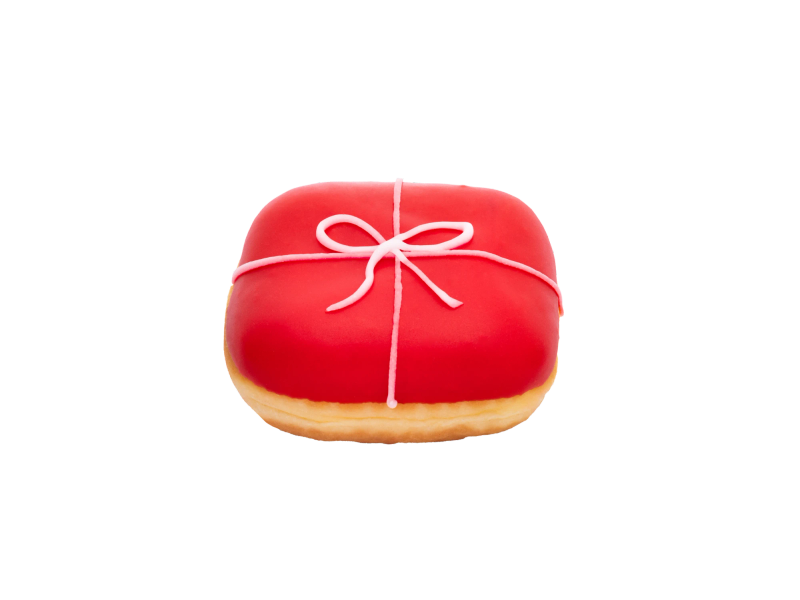 Geschenk-Donut mit Zuckerschleife, freigestellt