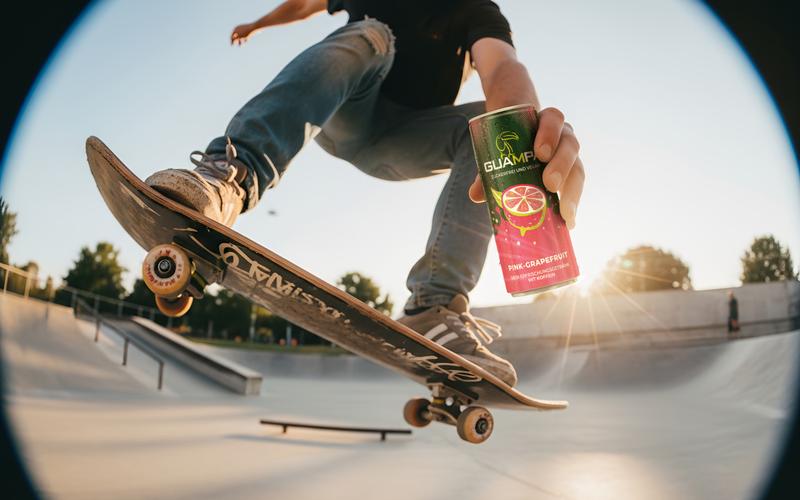 KI-Kampagnenbild für Guampa: Skater mit Dose