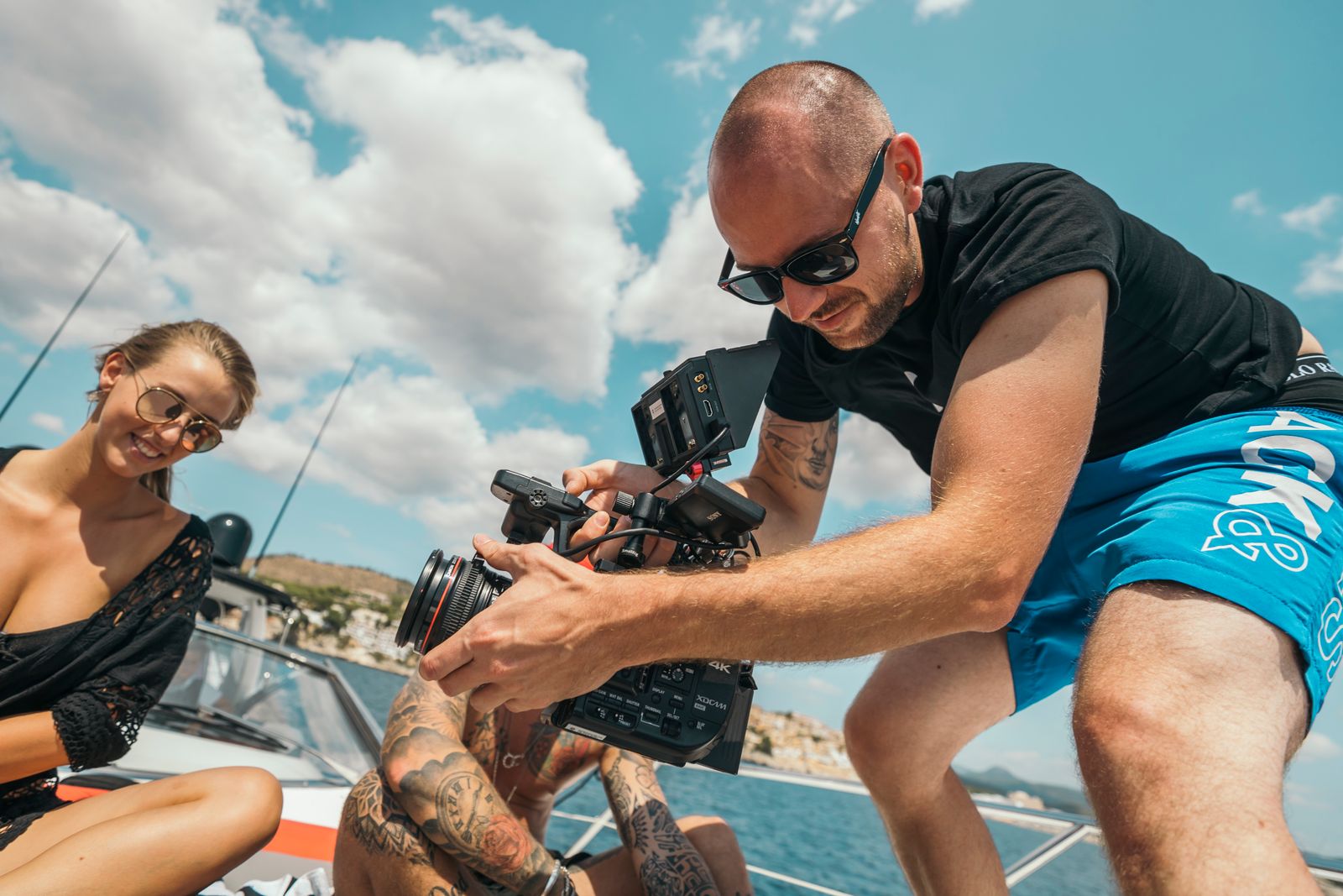 Videodreh auf der Yacht vor Mallorca