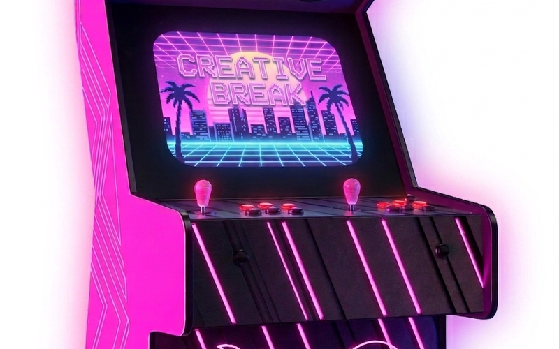 Neon-Arcade-Automat im fourplex-Look