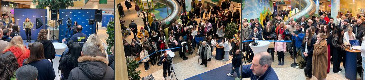 Voller Andrang beim UFA-Casting im Atrium des FLAiR Fürth, lange Warteschlangen und Presse vor Ort